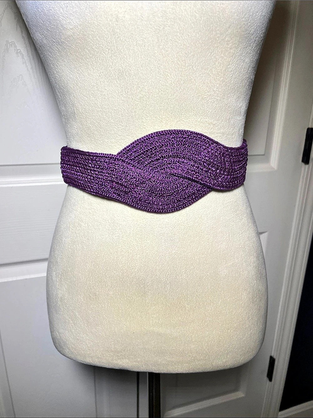 NWT Vintage 80s Walmart Woven Stretch Belt in Purple Medium Large